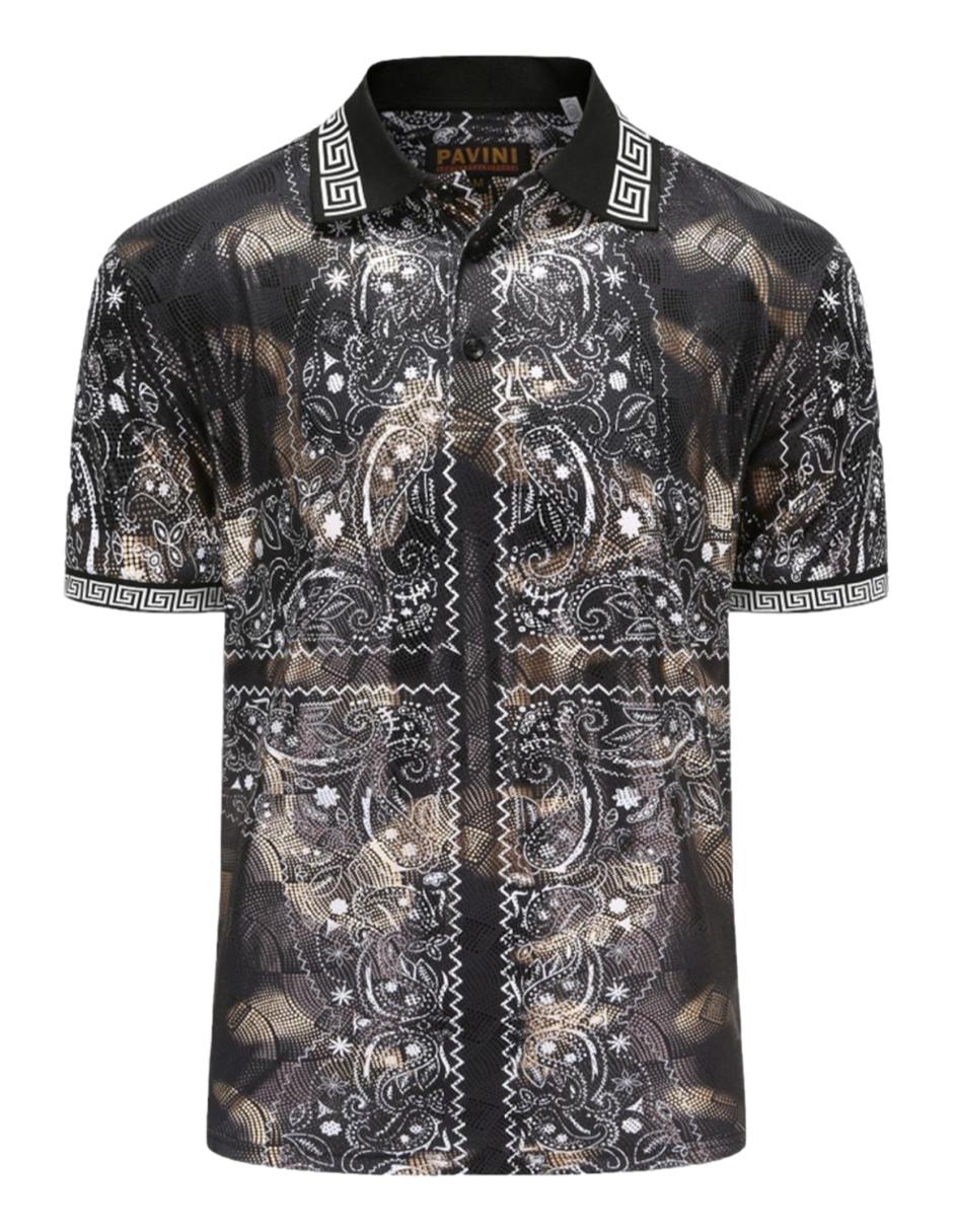 Playera Para Hombre Marca Pavini LS021-033-10 Black