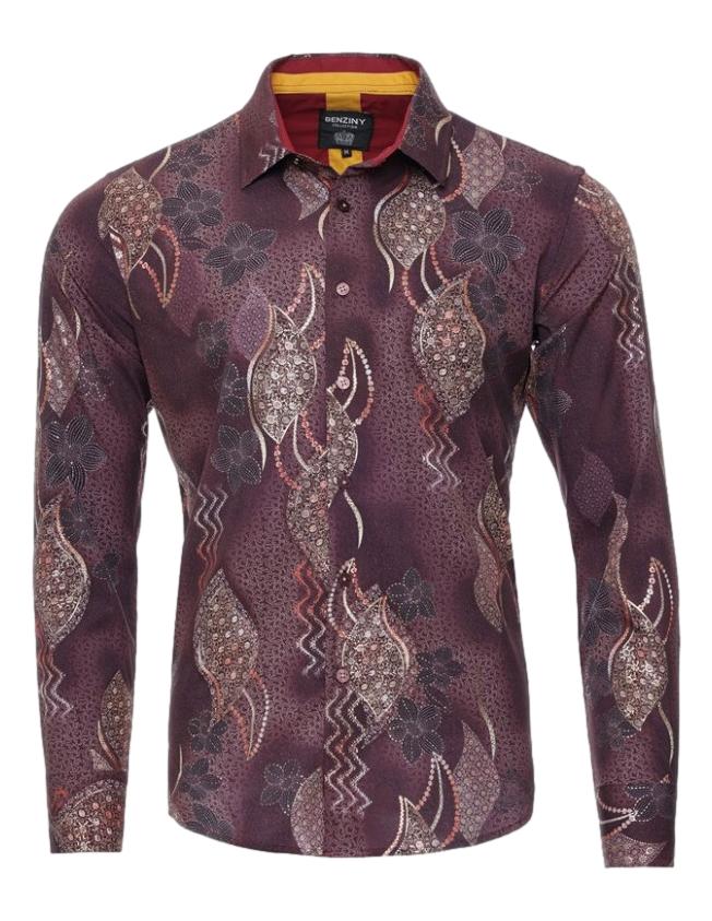 Camisa Para Hombre Marca Benziny LS5058-WINE