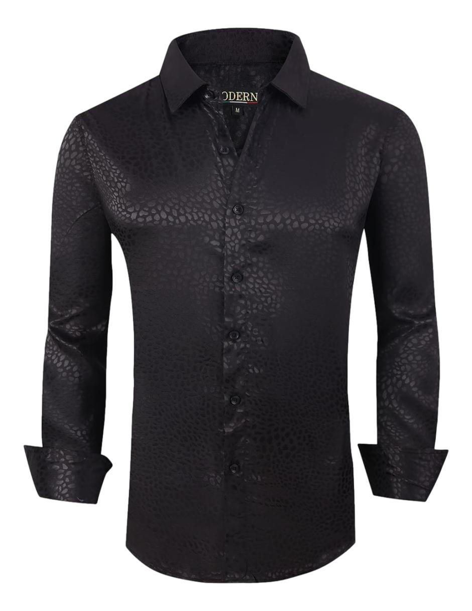 Camisa Para Hombre Marca Moderno MJLS-603-BLACK