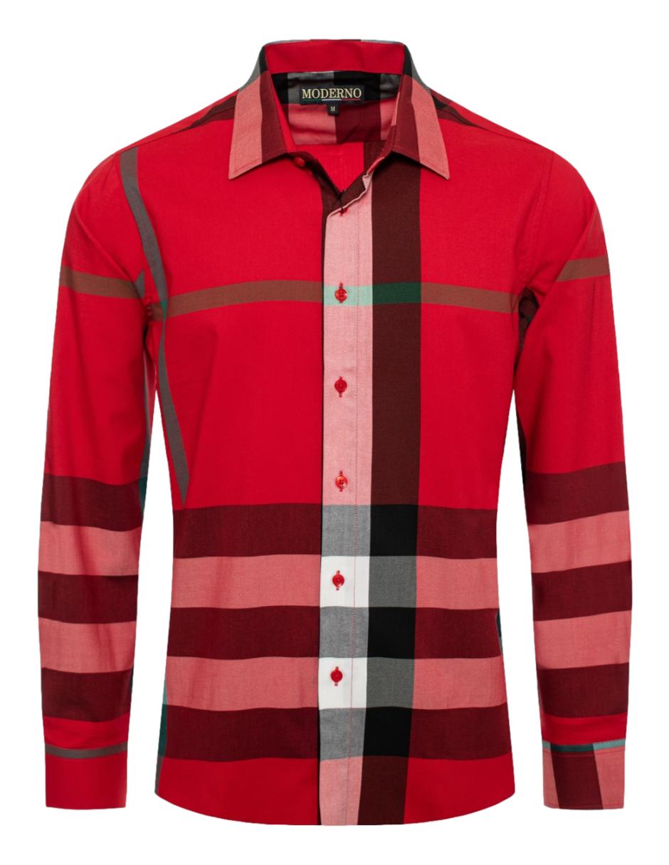 Camisa Para Hombre marca Moderno MJLS103-RED
