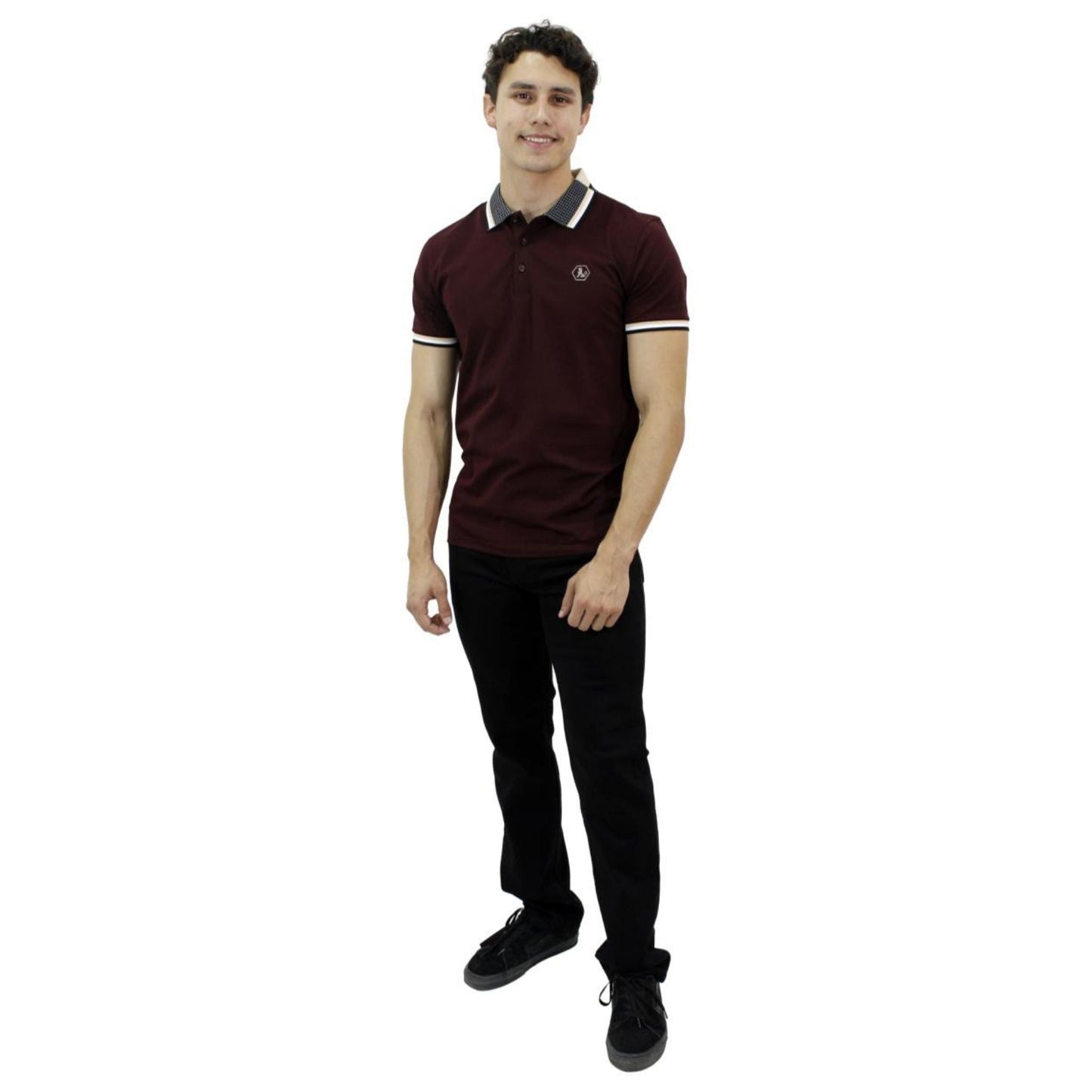 Playera Polo Para Caballero Marca Huggo Valentino HV-46-Burgundy