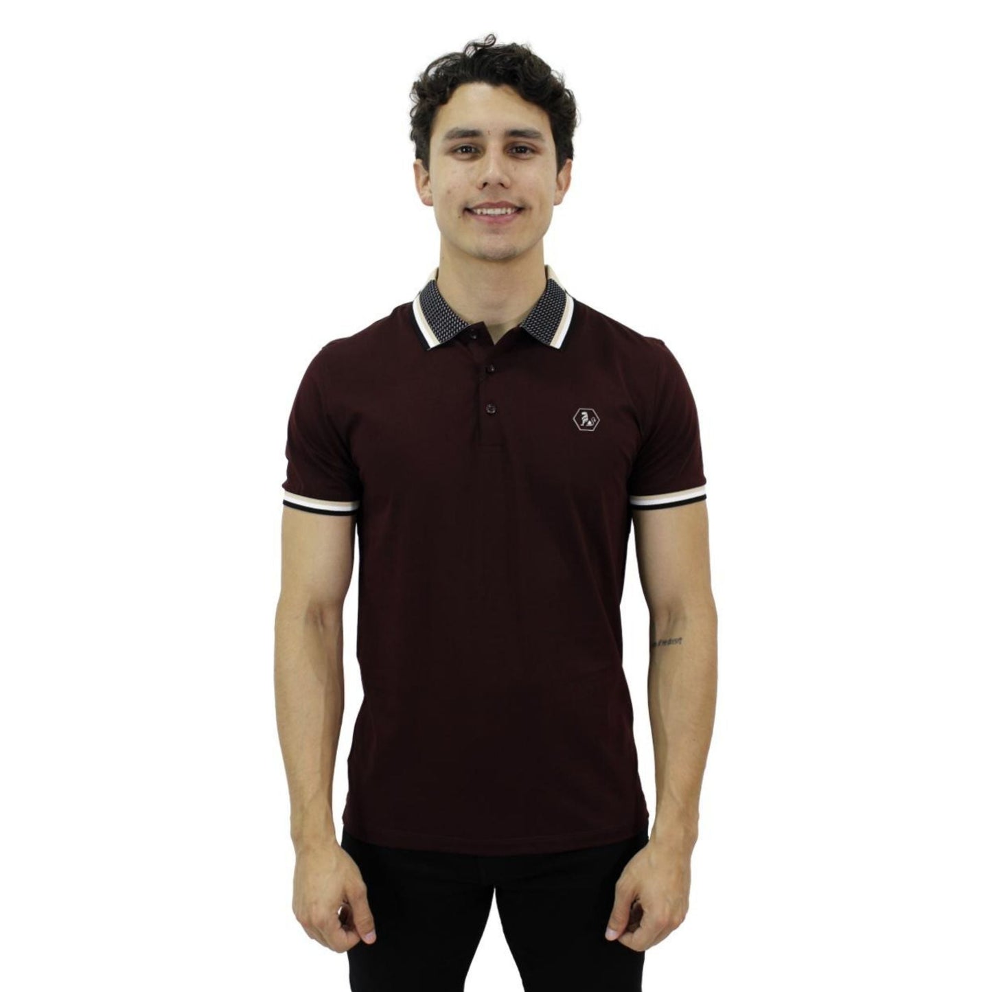 Playera Polo Para Caballero Marca Huggo Valentino HV-46-Burgundy