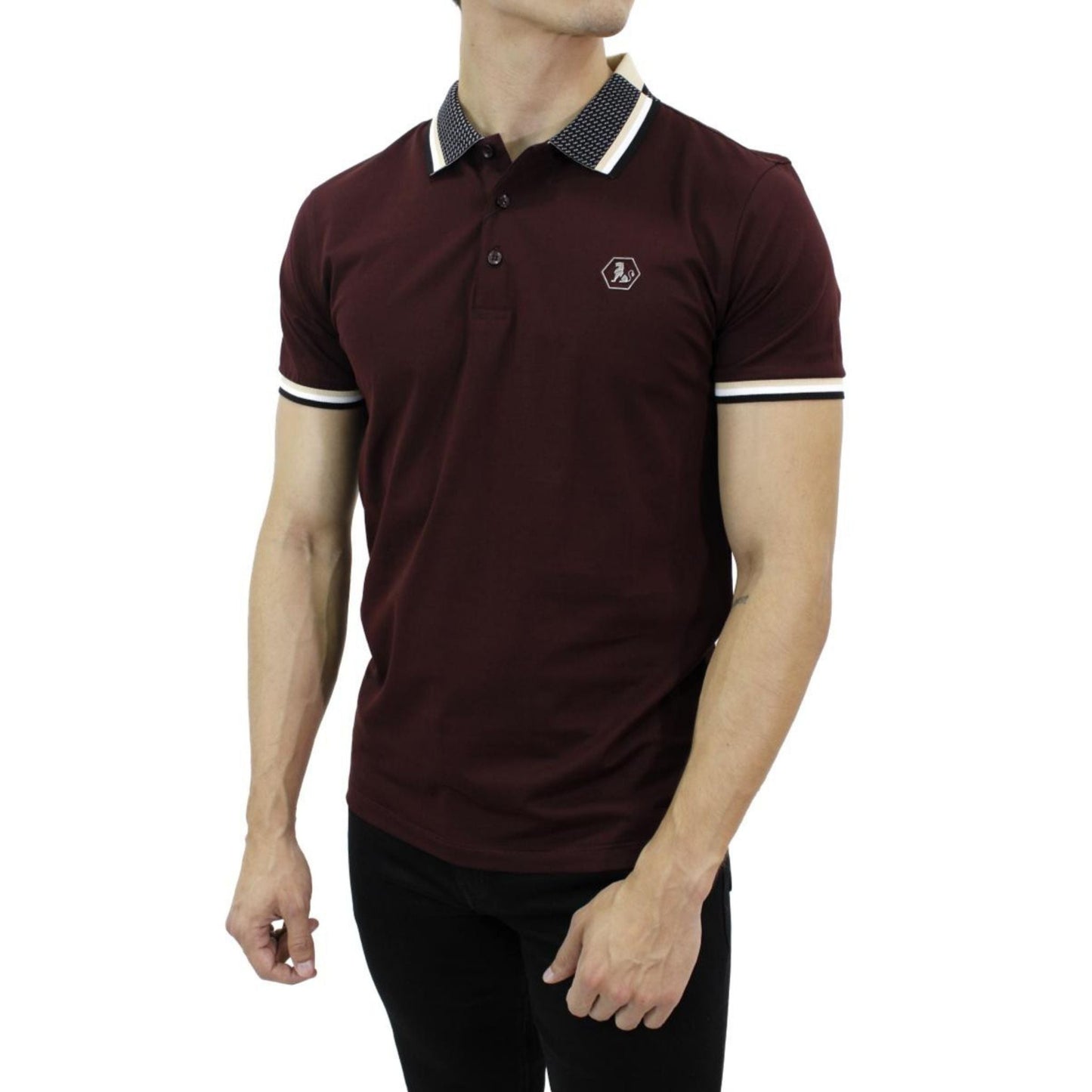 Playera Polo Para Caballero Marca Huggo Valentino HV-46-Burgundy