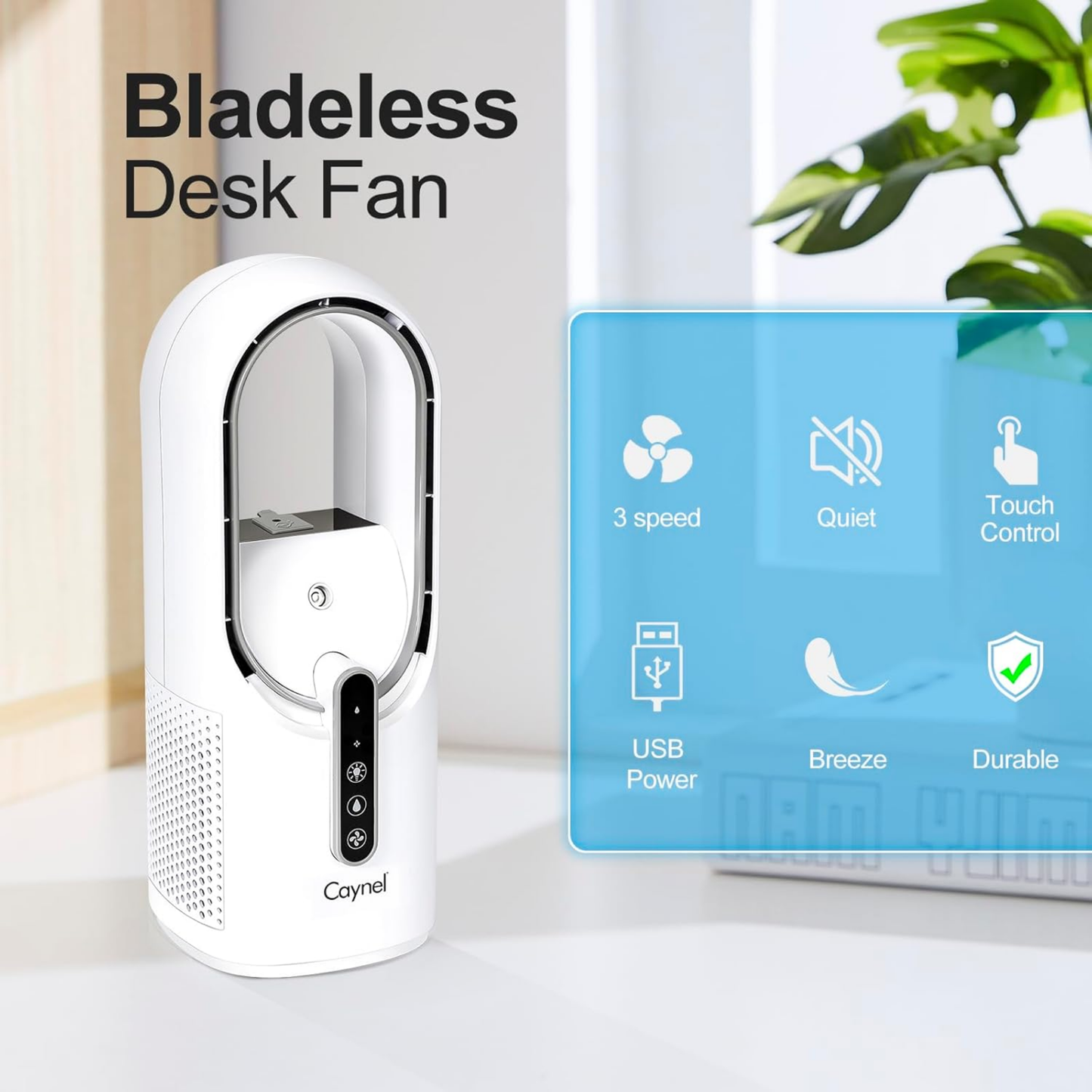 CAYNEL Ventilador de escritorio personal portátil sin aspas