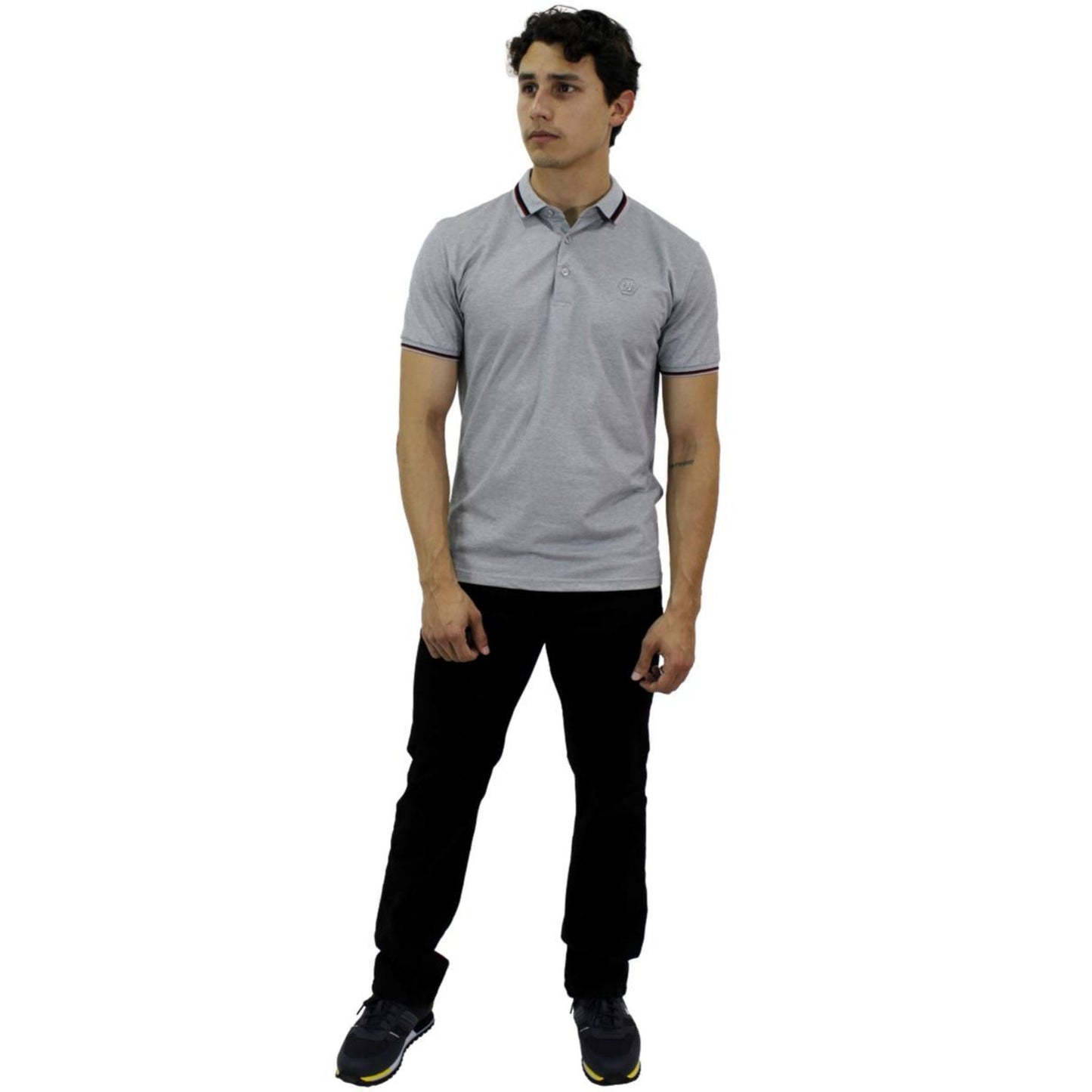 Playera Polo Para Caballero Marca Huggo Valentino HV-45-Grey