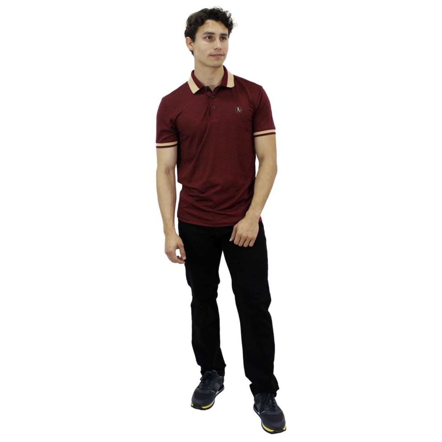 Playera Polo Para Caballero Marca Huggo Valentino HV-47-Burgundy