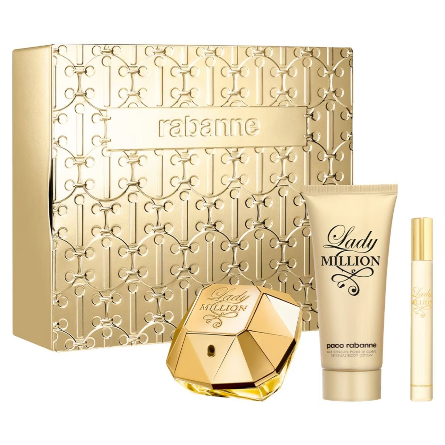 Set de Perfume Para Mujer Paco Rabanne Lady Million 80ml EDP 3 piezas