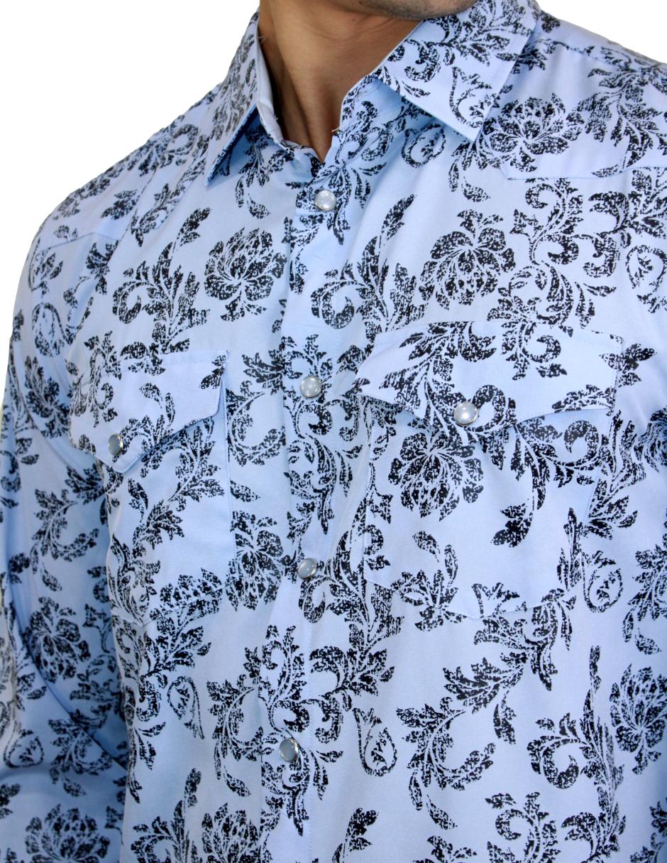 Camisa para Hombre Marca PAVINI LS022003-07 WHITE-BLUE