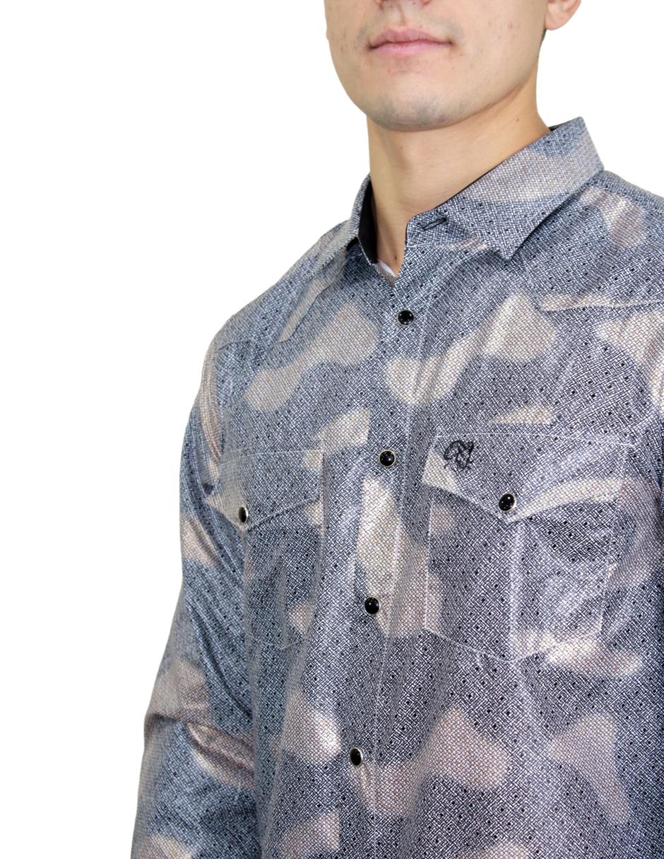 Camisa para Hombre Marca PAVINI LS022007-15 GREY-BLUE