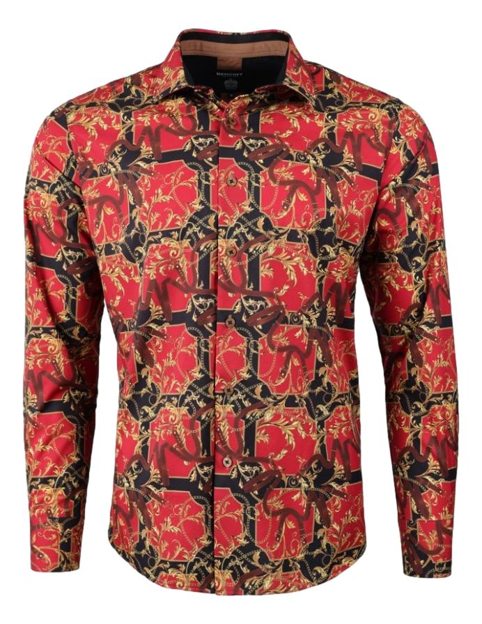 Camisa Para Hombre Marca Benziny LS5048-RED