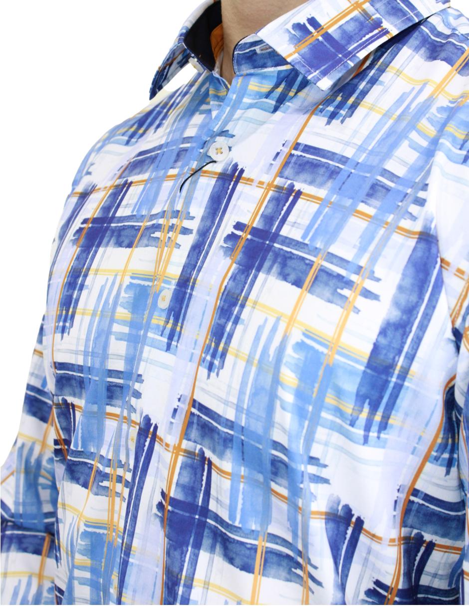 Camisa para Hombre marca BENZINY LS5050-BLUE