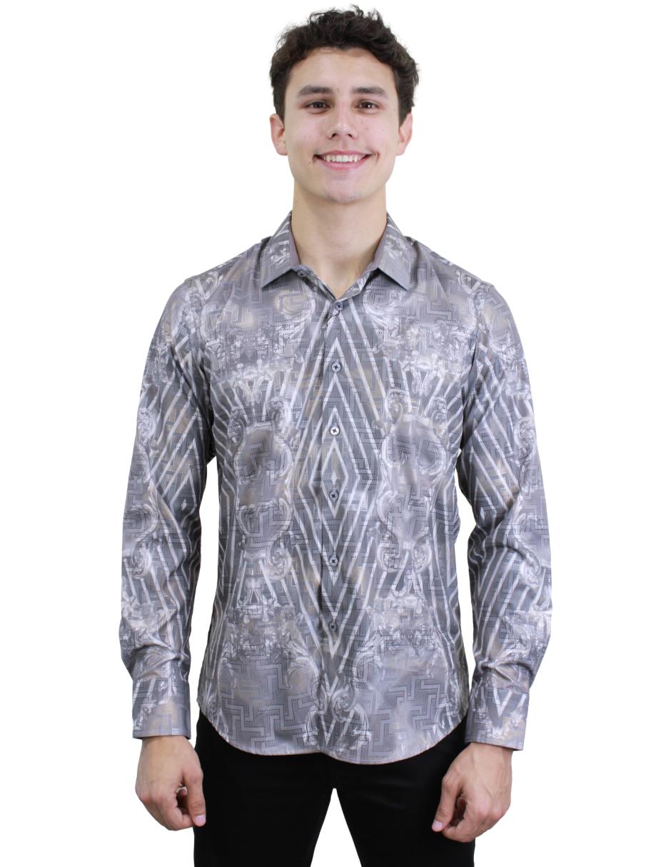 Camisa para Hombre marca Benziny LS5063-SILVER