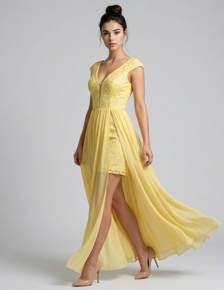 Vestido Largo de Fiesta Maniju para Mujer – Amarillo