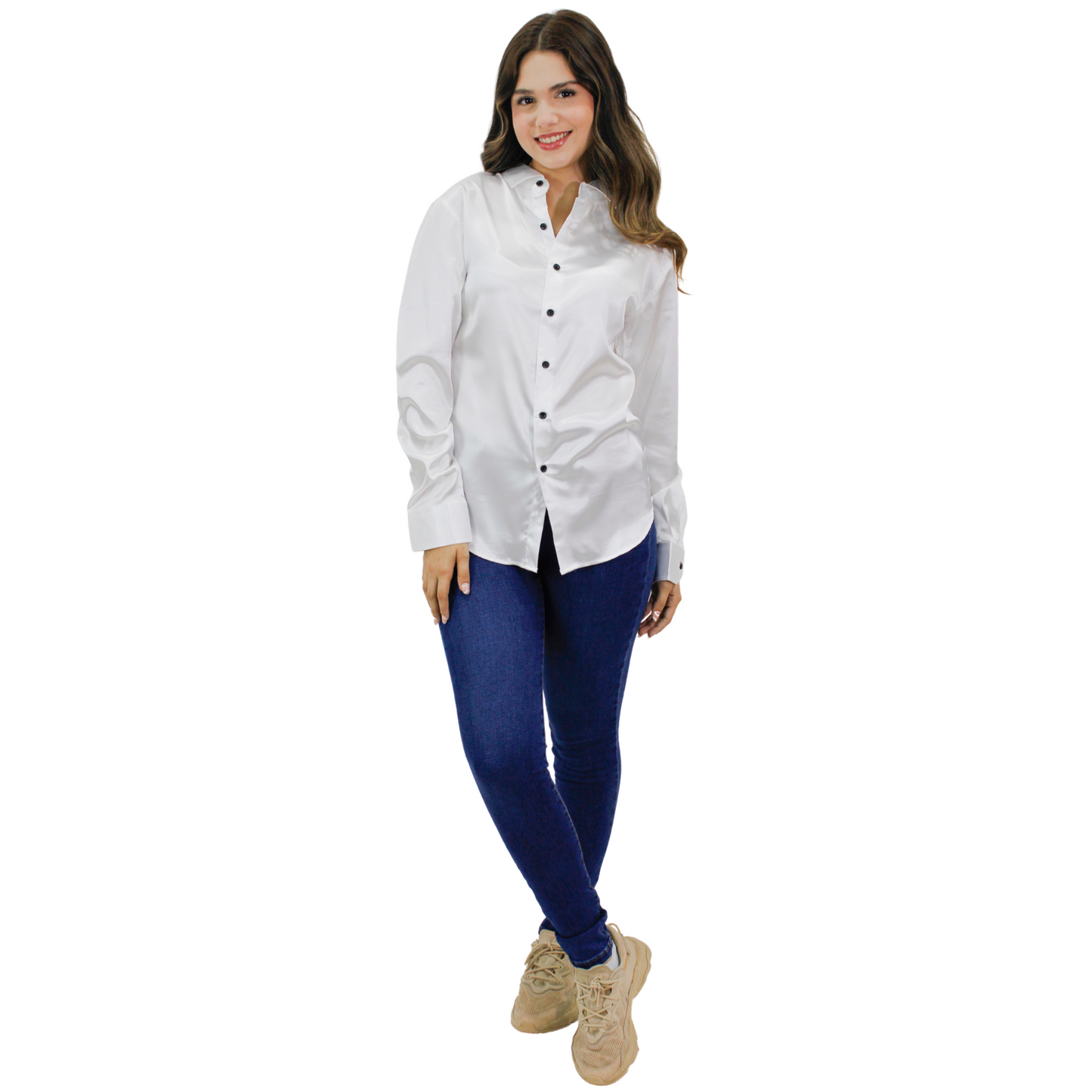 Camisa Satinada Unisex Marca PAVINI WHITE