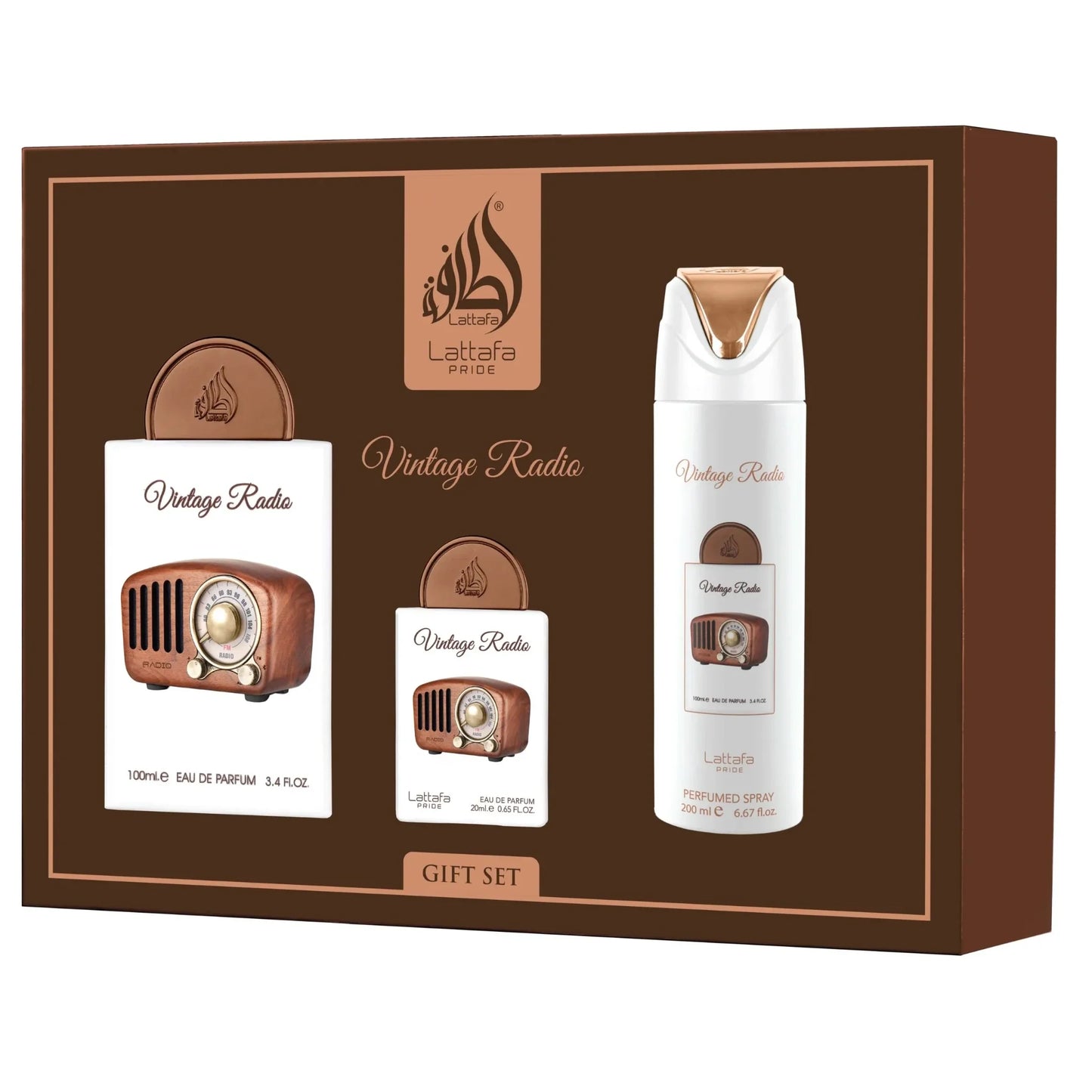 Set Perfume Lattafa Vintage Radio 3 PZ's