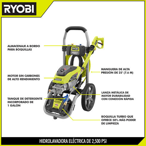 Hidrolavadora Eléctrica Ryobi de 2500 psi
