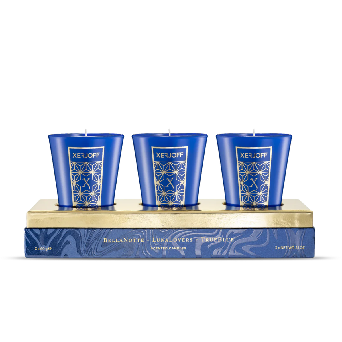XERJOFF BLUE SCENTED CANDLES 3 x 60GR